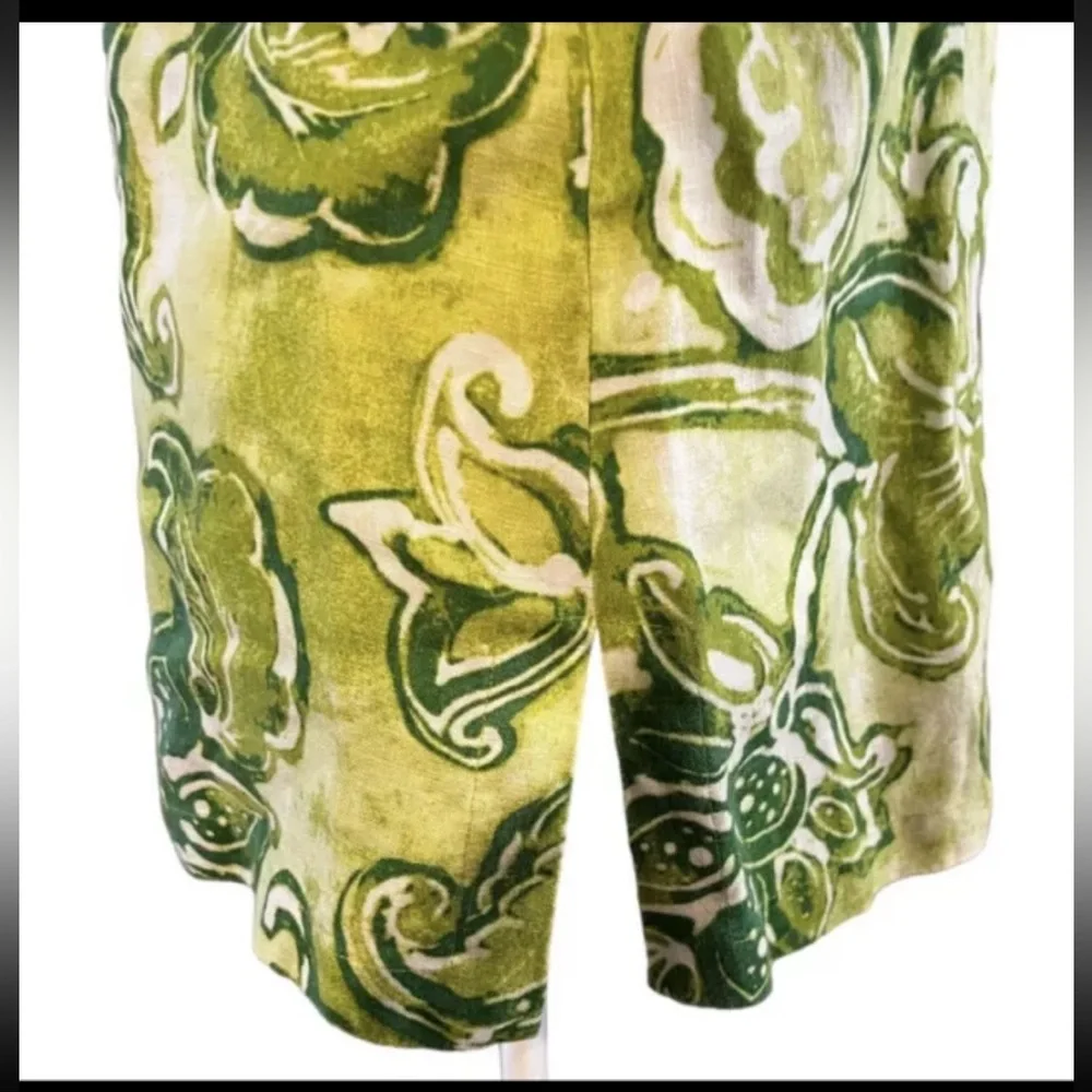 Chico's Tropical Floral 100% Linen Lime Green Button Down Shirt Sz 2 US … - Picture 4 of 8